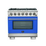 FORNO Capriasca 36" 5.36 cu. ft. Gas Range with 6 Italian Burners in Blue, FFSGS6260-36BLU