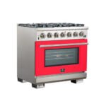 FORNO Capriasca 36" 5.36 cu. ft. Gas Range with 6 Italian Burners in Red, FFSGS6260-36RED - Image 3