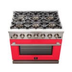 FORNO Capriasca 36" 5.36 cu. ft. Gas Range with 6 Italian Burners in Red, FFSGS6260-36RED - Image 5