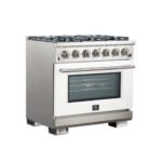 FORNO Capriasca 36" 5.36 cu. ft. Gas Range with 6 Italian Burners in White, FFSGS6260-36WHT - Image 3