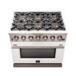 FORNO Capriasca 36" 5.36 cu. ft. Gas Range with 6 Italian Burners in White, FFSGS6260-36WHT - Image 5