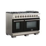 FORNO Capriasca 48″ 6.58 cu. ft. Gas Range with 8 Italian Burners in Black, FFSGS6260-48BLK - Image 3
