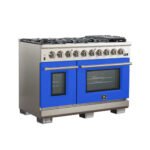 FORNO Capriasca 48″ 6.58 cu. ft. Gas Range with 8 Italian Burners in Blue, FFSGS6260-48BLU - Image 3