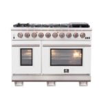 FORNO Capriasca 48″ 6.58 cu. ft. Gas Range with 8 Italian Burners in White, FFSGS6260-48WHT