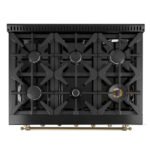 FORNO Antico 36" 4.5 cu. ft. Gas Range with 6 Sealed Burners in Black with Antique Brass Accents, FFSGS6219-36BLK - Image 2