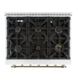 FORNO Antico 36" 4.5 cu. ft. Gas Range with 6 Sealed Burners in White with Antique Brass Accents, FFSGS6219-36WHT - Image 4