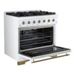 FORNO Antico 36" 4.5 cu. ft. Gas Range with 6 Sealed Burners in White with Antique Brass Accents, FFSGS6219-36WHT - Image 7