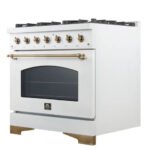 FORNO Antico 36" 4.5 cu. ft. Gas Range with 6 Sealed Burners in White with Antique Brass Accents, FFSGS6219-36WHT - Image 9