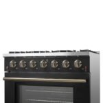 FORNO Galiano 36" 5.36 cu. ft. Gas Range with 6 Sealed Burners in Black with Antique Brass Accents, FFSGS6244-36BLK - Image 12