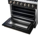 FORNO Galiano 36" 5.36 cu. ft. Gas Range with 6 Sealed Burners in Black with Antique Brass Accents, FFSGS6244-36BLK - Image 15