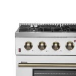 FORNO Galiano 36" 5.36 cu. ft. Gas Range with 6 Sealed Burners in White with Antique Brass Accents, FFSGS6244-36WHT - Image 2