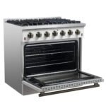 FORNO Galiano 36" 5.36 cu. ft. Gas Range with 6 Sealed Burners in White with Antique Brass Accents, FFSGS6244-36WHT - Image 8