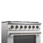 FORNO Galiano 36" 5.36 cu. ft. Gas Range with 6 Sealed Burners in White with Antique Brass Accents, FFSGS6244-36WHT - Image 7