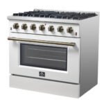 FORNO Galiano 36" 5.36 cu. ft. Gas Range with 6 Sealed Burners in White with Antique Brass Accents, FFSGS6244-36WHT - Image 12