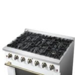 FORNO Galiano 36" 5.36 cu. ft. Gas Range with 6 Sealed Burners in White with Antique Brass Accents, FFSGS6244-36WHT - Image 14