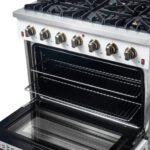 FORNO Galiano 36" 5.36 cu. ft. Gas Range with 6 Sealed Burners in White with Antique Brass Accents, FFSGS6244-36WHT - Image 9