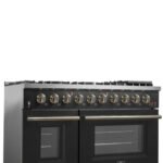 FORNO Galiano 48" 6.58 cu. ft. Gas Range with 8 Sealed Burners and Griddle in Black with Antique Brass Accents, FFSGS6244-48BLK - Image 13