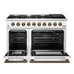 FORNO Galiano 48" 6.58 cu. ft. Gas Range with 8 Sealed Burners and Griddle in White with Antique Brass Accents, FFSGS6244-48WHT - Image 2
