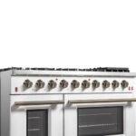 FORNO Galiano 48" 6.58 cu. ft. Gas Range with 8 Sealed Burners and Griddle in White with Antique Brass Accents, FFSGS6244-48WHT - Image 8