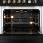 FORNO Giovanni 30" 4.32 cu. ft. Gas Range with 5 Burners, Air Fry Basket, Wok Support and Griddle in Black with Antique Brass Accents, FFSGS6274-30BLK - Image 3