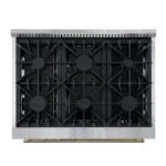 FORNO Marco 36" 5.36 cu.ft. Gas Range with 6 Burners and Temperature Gauge in Black with Antique Brass Accents, FFSGS6277-36BLK - Image 3