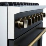 FORNO Marco 36" 5.36 cu.ft. Gas Range with 6 Burners and Temperature Gauge in Black with Antique Brass Accents, FFSGS6277-36BLK - Image 5