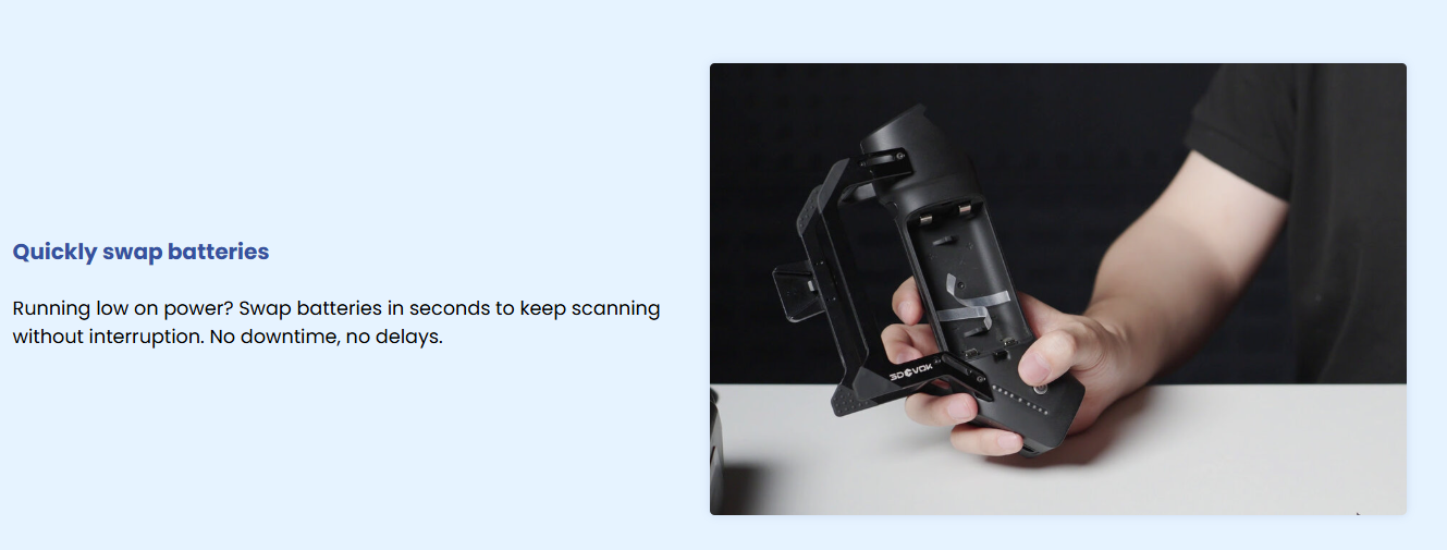 3DeVOK Airgo handle showing removable battery for quick swapping.