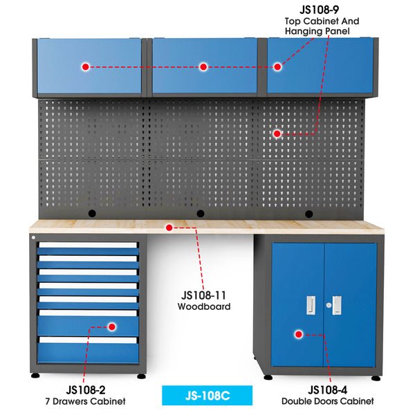 Ready-to-assemble Steel Garage Storage System 108C Detail Parts