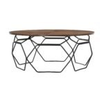 Cosmo Modern Walnut Veneer Coffee Table with Black Metal Base - Stylish, Durable, Easy-Clean Design