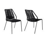 Clip Modern Steel and Woven Rope Outdoor Dining Chair Set of 2 - Comfortable and Stylish Addition