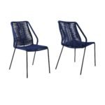 Clip Modern Steel and Woven Rope Outdoor Dining Chair Set of 2 - Comfortable and Stylish Addition - Image 2