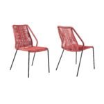 Clip Modern Steel and Woven Rope Outdoor Dining Chair Set of 2 - Comfortable and Stylish Addition - Image 18