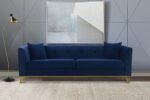 Everest Sofa - Luxurious Fabric Seating for 4 with Foam-Padded Cushions and Stylish Gold Accents - Image 7