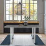 Fenton Contemporary Dining Table with Melamine Top and Sleek Stainless Steel Frame for Modern Homes - Image 11