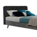 Mohave Mid-Century Tundra Gray Acacia Platform Bed with Upholstered Headboard for Stylish Bedrooms - Image 17
