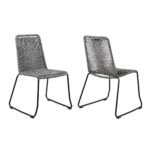 Shasta Outdoor Patio Dining Chairs Set of 2 - Durable Steel Frame with Comfortable Fishbone Weave - Image 2