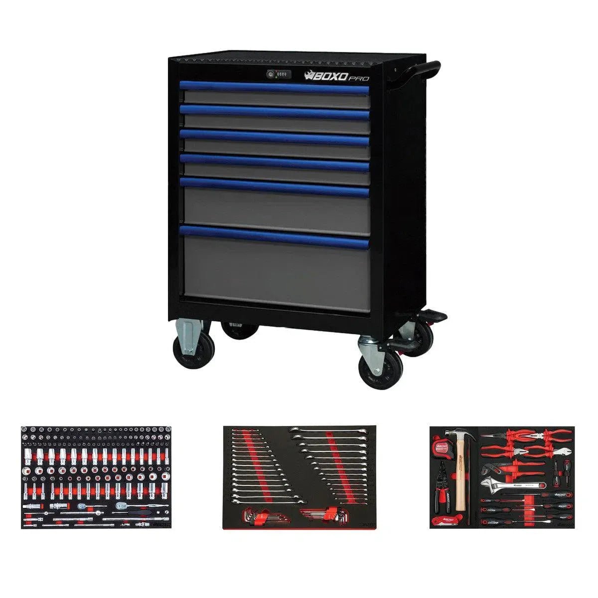 Loaded_Bottom_Boxes_Shopify_Icons372 Boxo Pro Series | Loaded 26" 6-Drawer Rolling Tool Box - Image 1