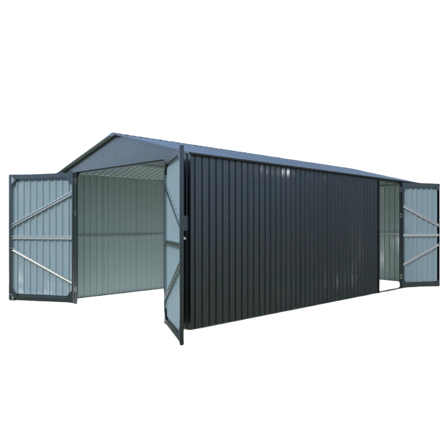 LongYard-Metal-Shed-10x20ft-Plus_1_8290bf87-9b17-438b-a462-f267ef75455d 10'x20' Plus Upgraded Metal Garage Shed with Double Front Doors, Side Entry Door - Image 1