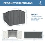 13'x20' Metal Garage Shed with Double Front Doors, Side Entry Door - Image 8