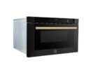 FORNO Espresso Capoliveri 24" 1.2 cu. ft. Built-In Microwave Drawer in Black with Antique Brass Handles, FMWDR3000-24BLK - Image 3