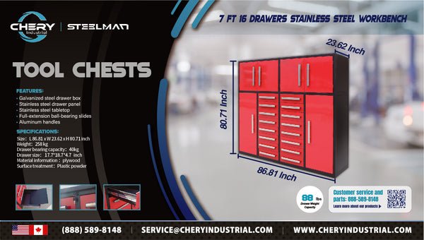7' Garage Storage Cabinets (16 Drawers)