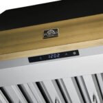 FORNO Vittorio 36" 600 CFM Wall Mount Range Hood in Black and Antique Brass Trim with Remote Control, FRHWM5078-36BLK - Image 7