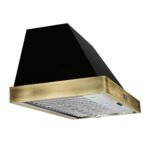 FORNO Vittorio 48" 600 CFM Wall Mount Range Hood in Black and Antique Brass Trim with Remote Control, FRHWM5078-48BLK - Image 3