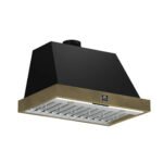 FORNO Vittorio 36" 600 CFM Wall Mount Range Hood in Black and Antique Brass Trim with Remote Control, FRHWM5078-36BLK - Image 2