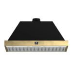 FORNO Vittorio 48" 600 CFM Wall Mount Range Hood in Black and Antique Brass Trim with Remote Control, FRHWM5078-48BLK