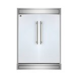 FORNO Maderno 60" 27.2 cu.ft. Convertible Refrigerator and Freezer with Modern Trim Kit in White with Antique Brass Handles, FFFFD1722-60MG-WHT