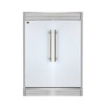 FORNO Maderno 60" 27.2 cu.ft. Convertible Refrigerator and Freezer with Grill Trim Kit in White with Antique Brass Handles, FFFFD1722-60SG-WHT