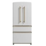 FORNO Espresso Luigi 33" 18 cu. ft. French Door Refrigerator in White with Antique Brass Handles, FFFFD1791-33WHT