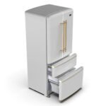 FORNO Espresso Luigi 33" 18 cu. ft. French Door Refrigerator in White with Antique Brass Handles, FFFFD1791-33WHT - Image 5