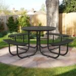 46" Round Picnic Tables With Umbrella Hole - Image 7